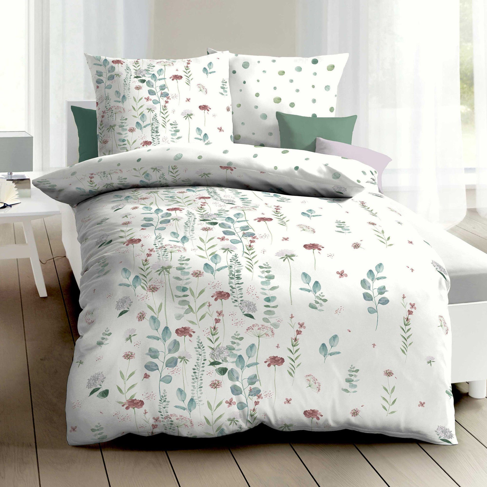 Kaeppel Bettwäsche Wendebettwäsche "Eucalyptus", Biber, 2 günstig online kaufen