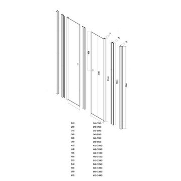 HOME DELUXE Dusch-Pendeltür LAVEA Klarglas - Größenauswahl, 70x195 cm, Einscheibensicherheitsglas, mit Verstellbereich, Nischentür, Duschabtrennung, Dusche