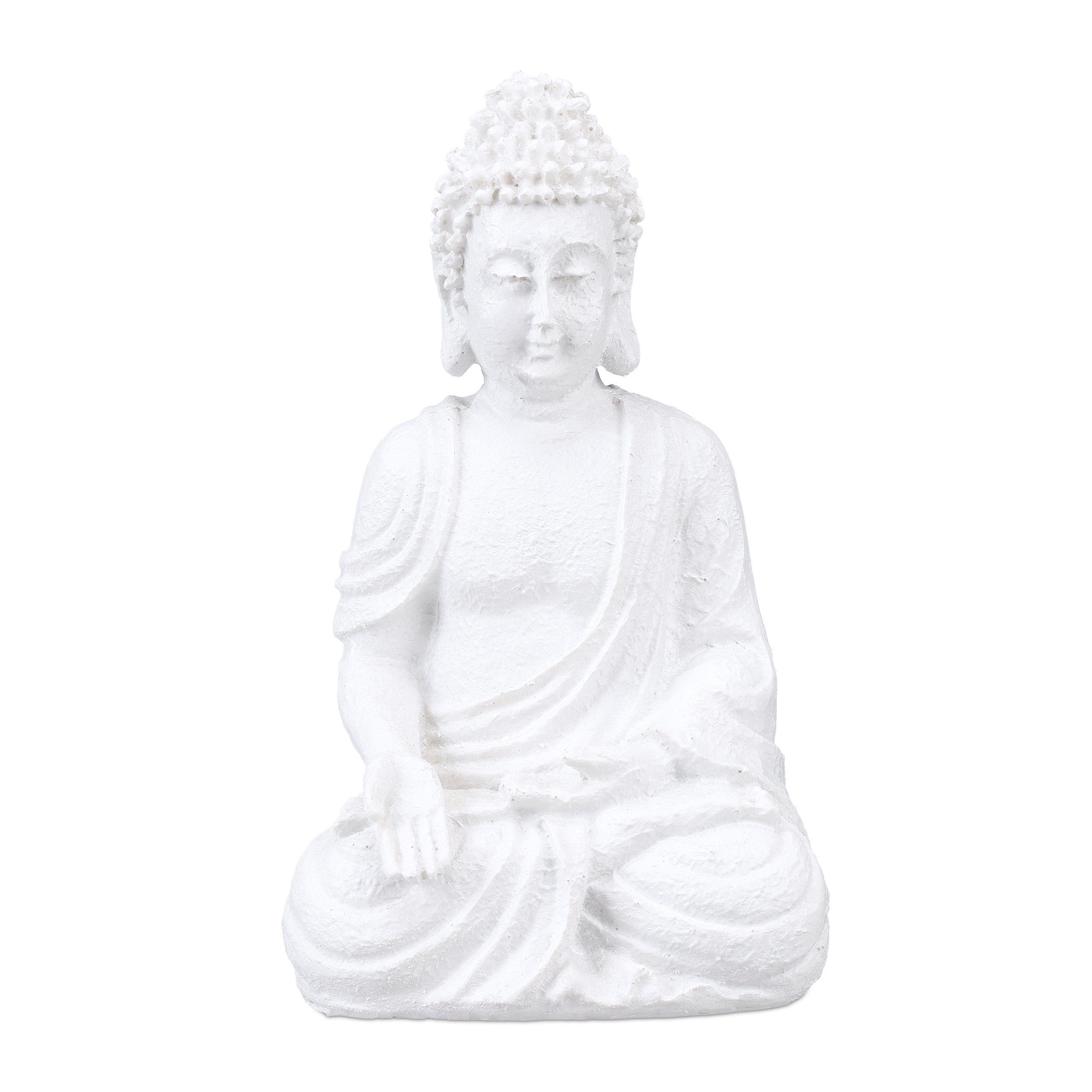 relaxdays Buddhafigur Weiße Buddha Figur 17,5 cm