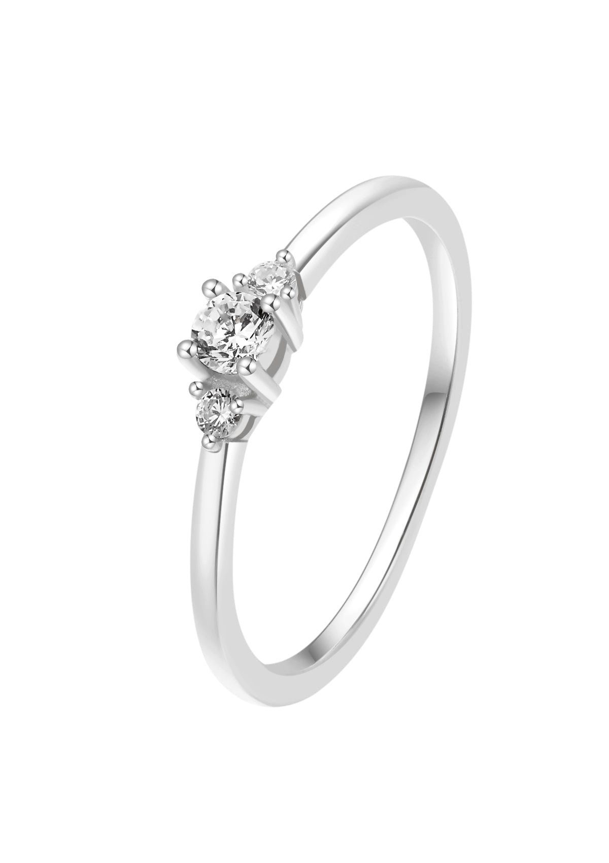 Hey Happiness Fingerring Drei Zirkon Trauring, 925 Silber 18K Roségold Verg günstig online kaufen