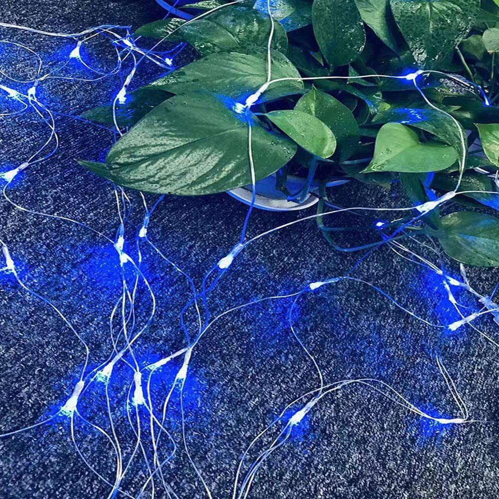 MUPOO Lichternetz LED Lichternetz mit Fernbedienung, Modi,IP44 Lichtervorhang,Lichterkette 8 Wasserdicht,für Geburstag Blau Halloween, Weihnachten, Netz Party