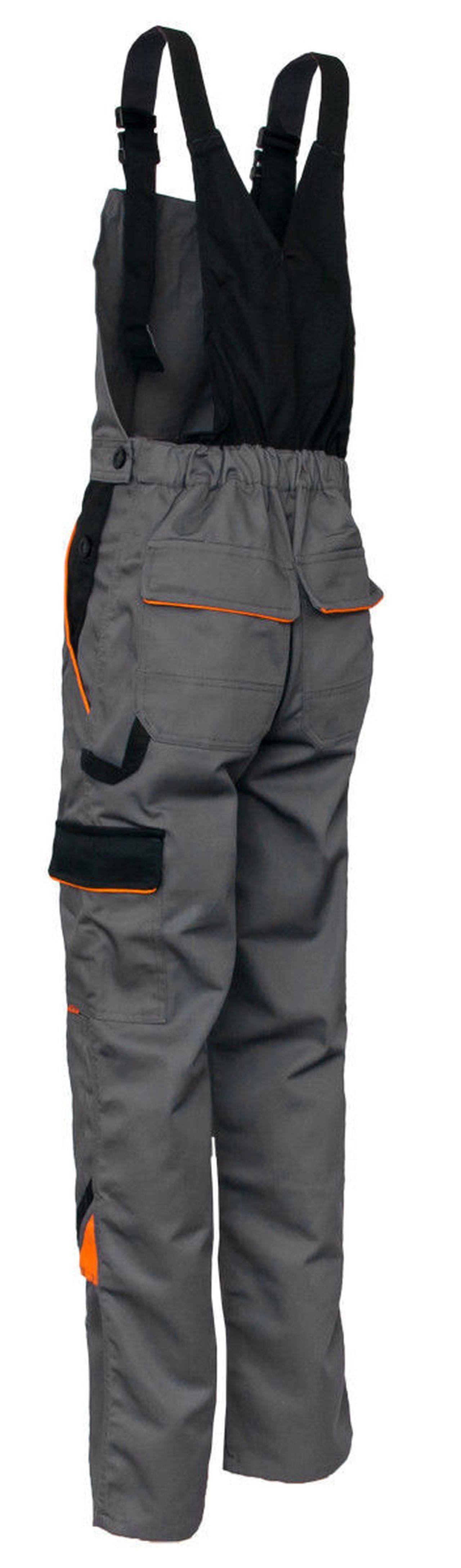 Artmas Arbeitslatzhose Arbeitslatzhose Latzhose Sicherheitshose Arbeitshose Berufskleidung Farbe: Stahl mit orangefarbenem und schwarzem Zubehör. – Bild 4 von 5