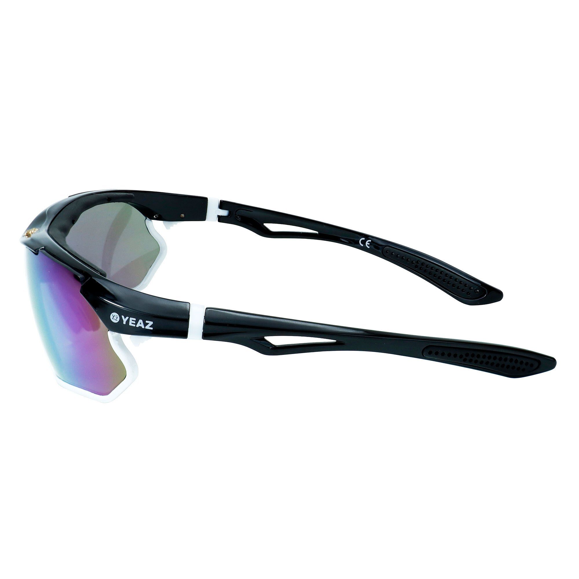 YEAZ Sportbrille SUNRAY Sport-Sonnenbrille schwarz/weiß/lila, Sport-Sonnenbrille schwarz/weiß/lila