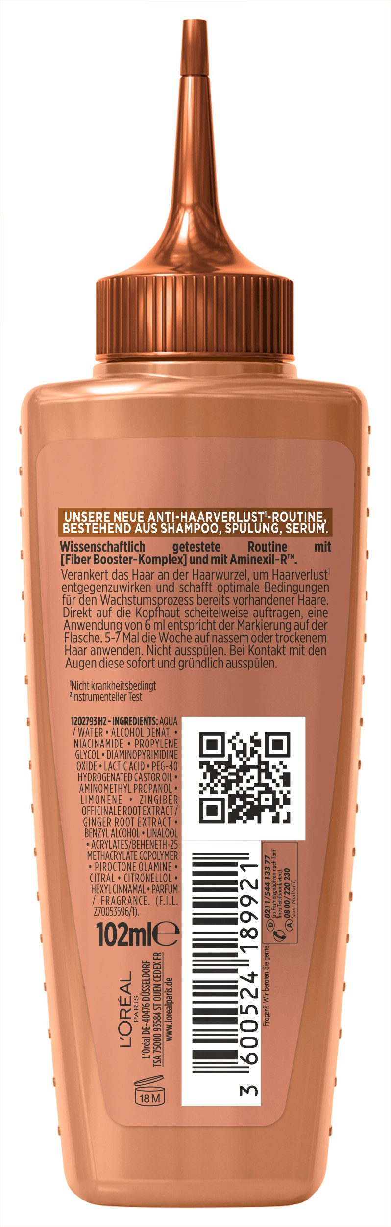 L'ORÉAL PARIS Haarserum L'Oréal Paris Elvital Fiber Booster Serum, Kur reduziert Haarverlust, verankert das Haar an der Wurzel.