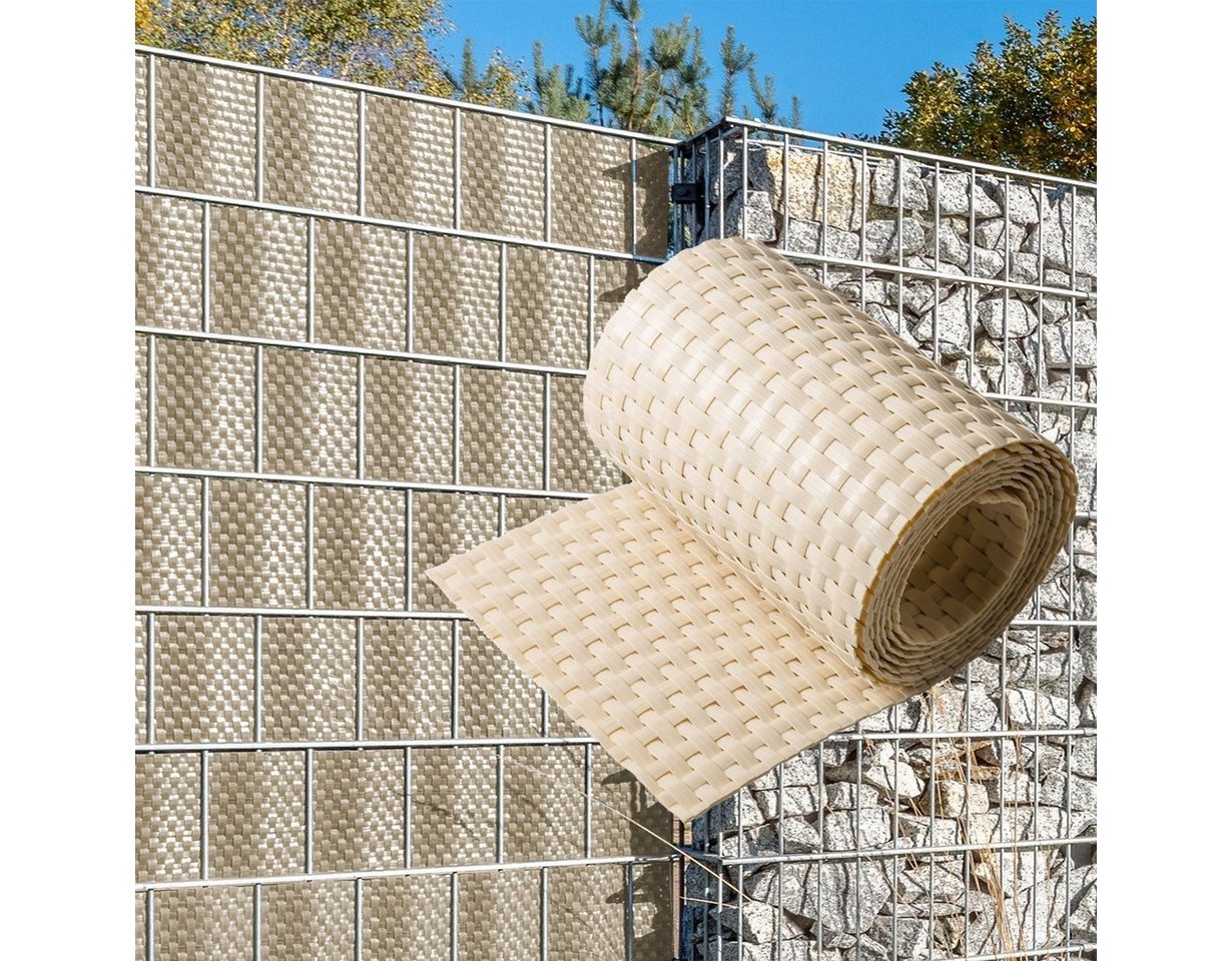 NYVI Sichtschutzstreifen Sichtschutzstreifen Privafence 255x19 cm für Zaun, (1-St), Polyrattan 3D Optik, Wetterfest, Reißfest