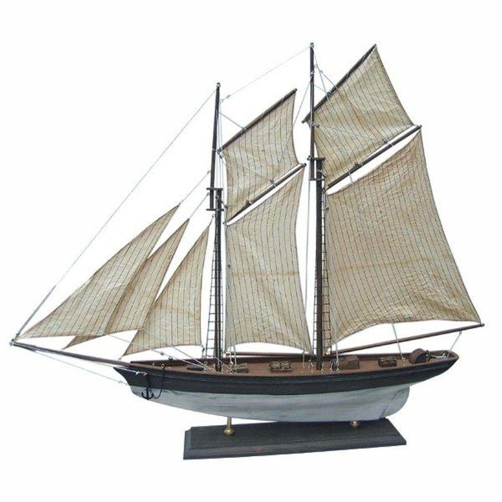 Linoows Dekoobjekt Modell Segelyacht, Zweimast Gaffel Modelle Yacht, gealterte detailgetreue Schiff