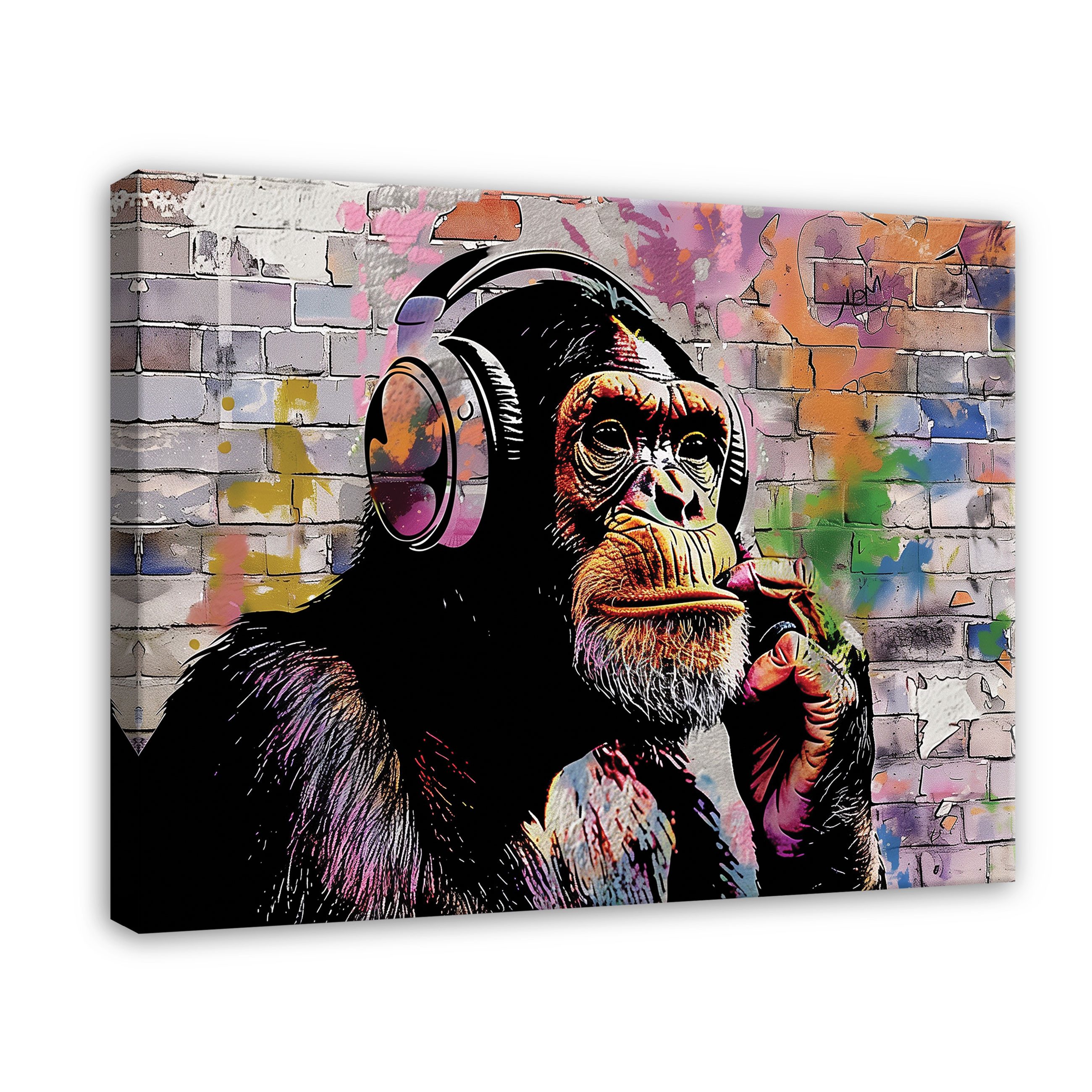 Wallarena Leinwandbild Banksy Abstrakt Affe Graffiti günstig online kaufen