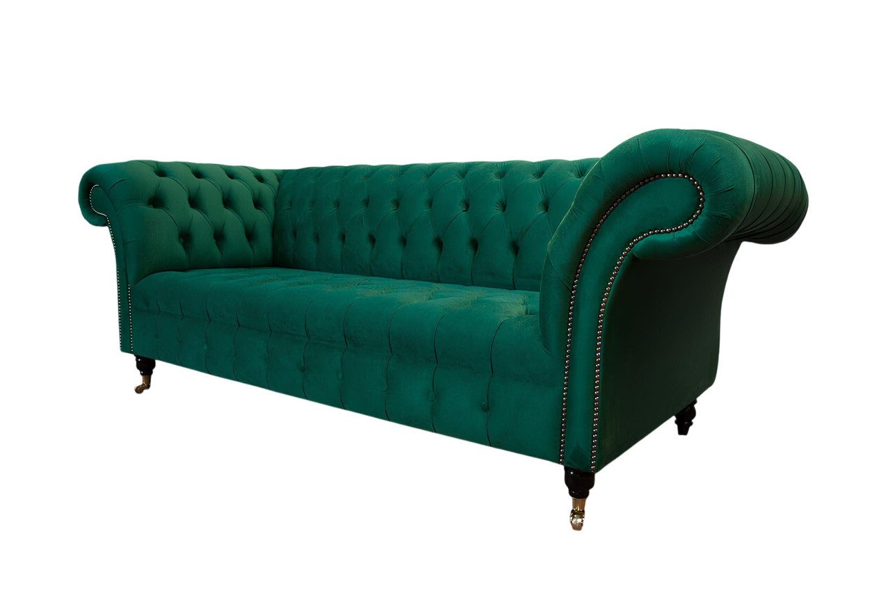 Xlmoebel Chesterfield-Sofa Neue grüne Chesterfield-Sitzgruppe mit klassischem Design aus Samt, 1 Teile, Hergestellt in Europa