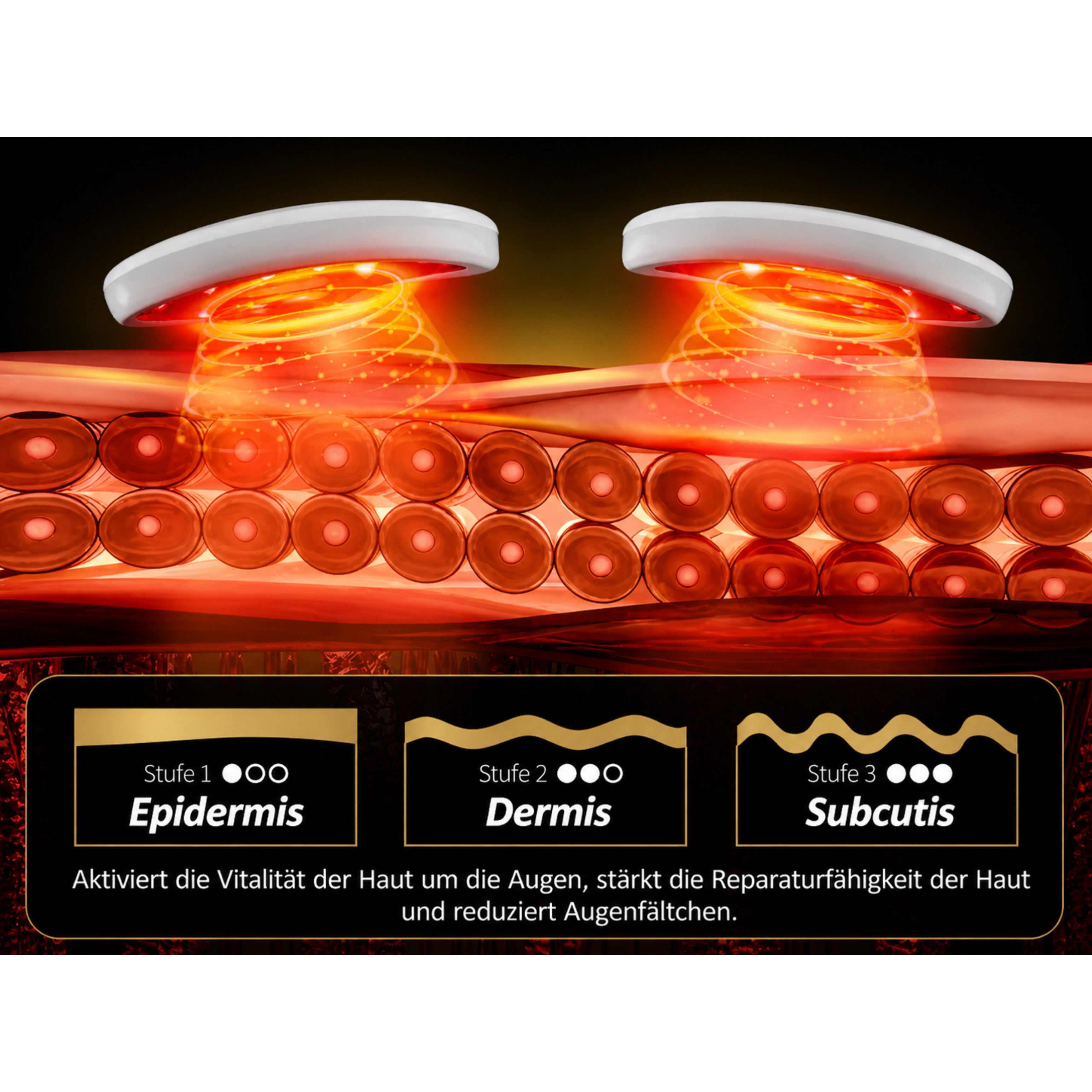 Lalano`S Cosmetics Gesichtsmassagegerät LUMIÉRA EyeLift Pro Augenmassagegerät mit Rotlicht & Mikrostrom, Anti-Aging-Gerät, gegen Augenringe, Schwellungen & Falt – Bild 5 von 5