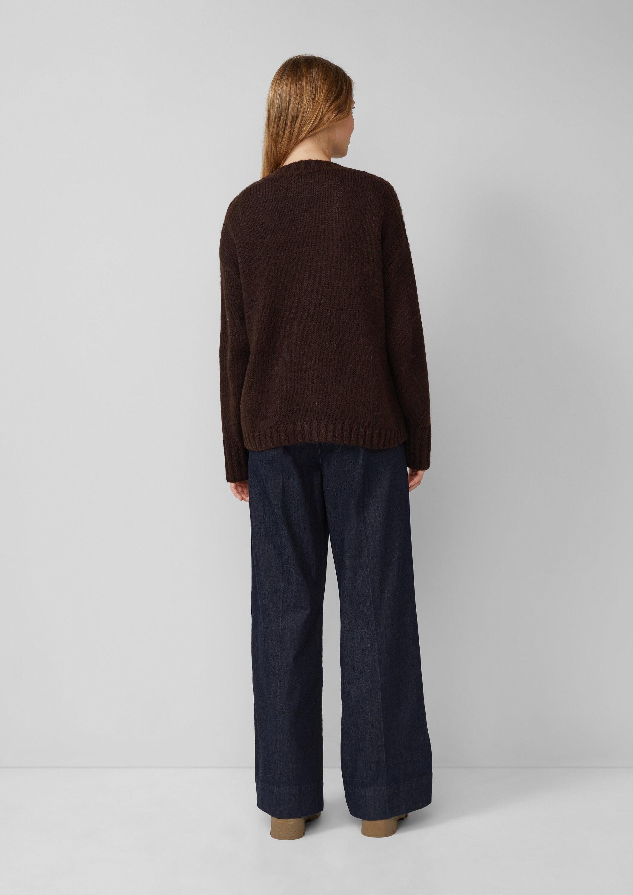 s.Oliver Longpullover Strickpullover Strickpullover aus Alpakamix im Relaxed Fit