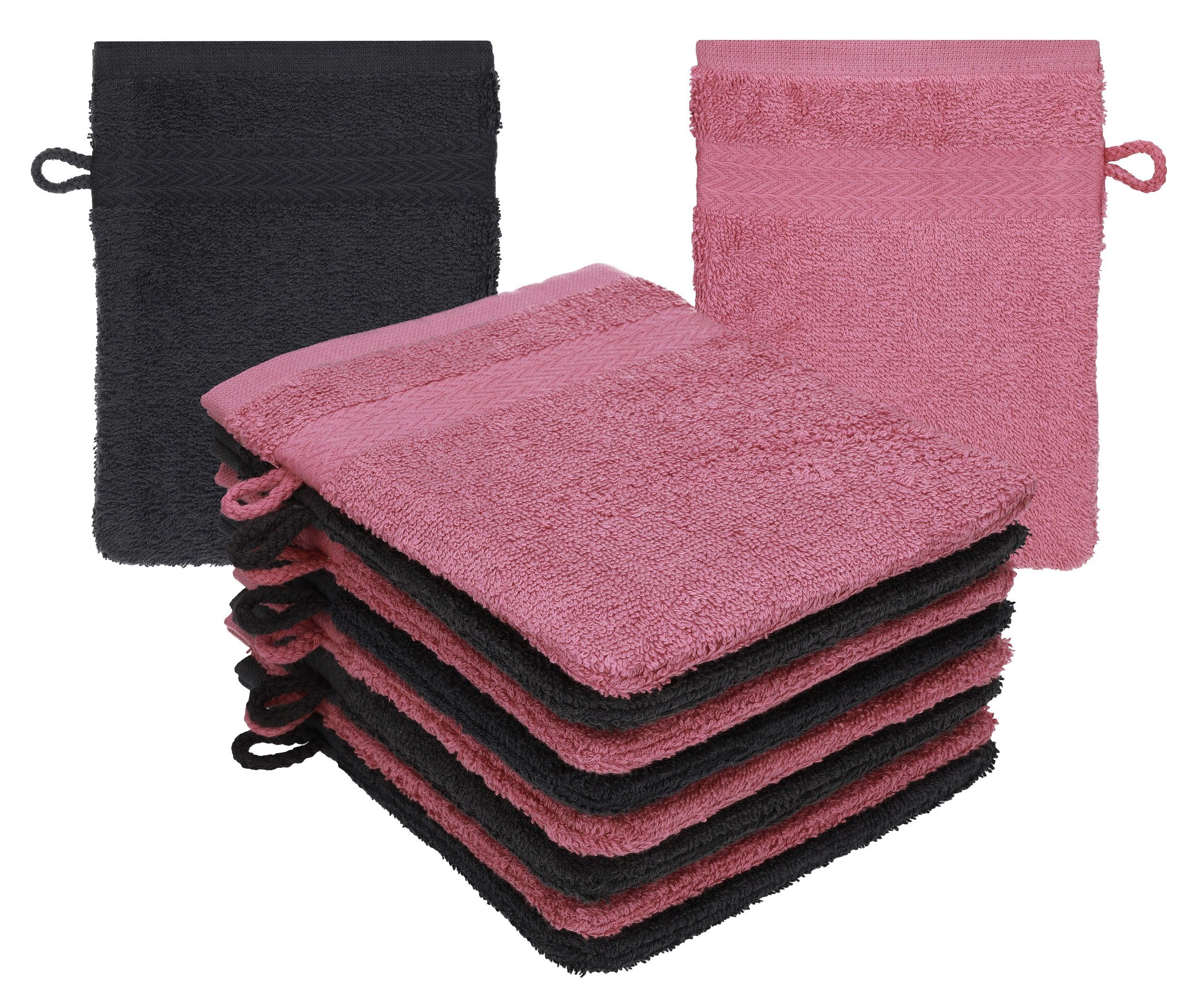 Betz Waschhandschuh 10 Stück Waschhandschuhe Premium 16x21 cm Farbe Graphit - Beere, (Set, 10-St)