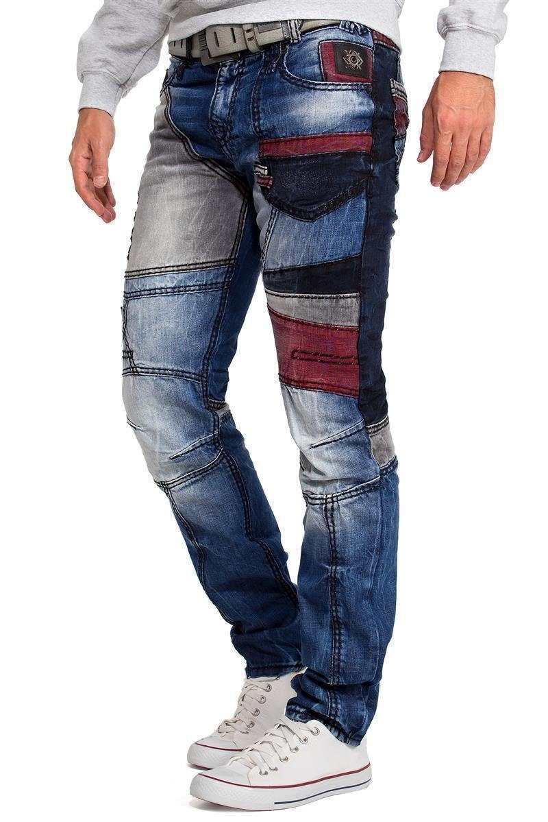 Biker 5-Pocket-Jeans Baxx Hose & Bereichen Cipo BA-CD574 mit farblich abgesetzten