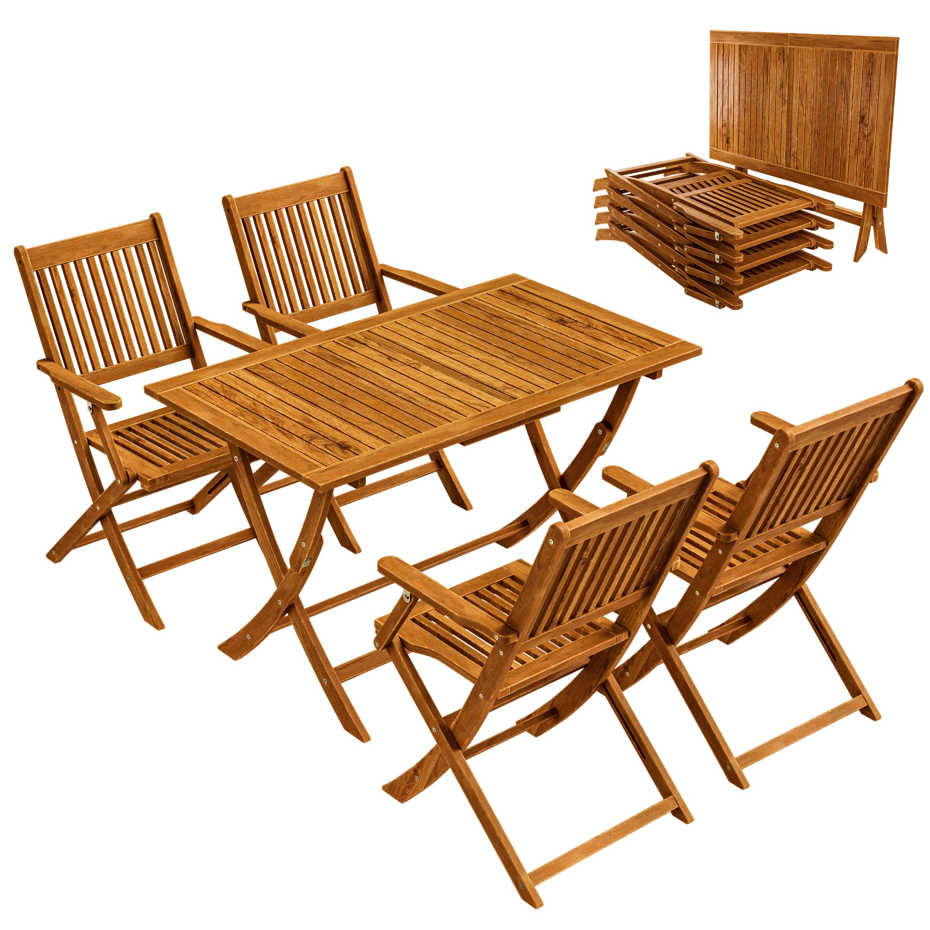 Casaria Essgruppe Sydney Komfort, Wetterfest Klappbar Holz Akazie 5-tlg. 16 günstig online kaufen
