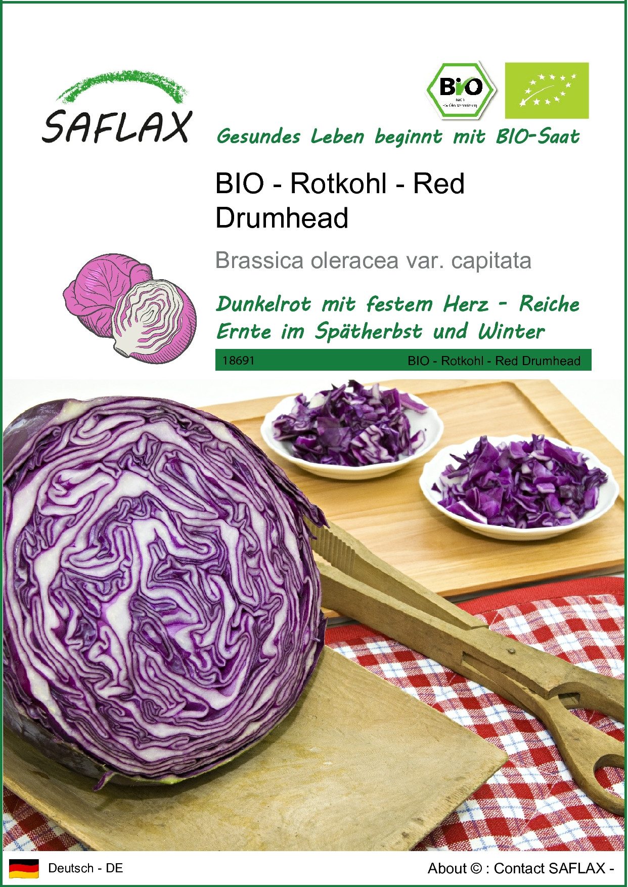 SAFLAX Gemüsesamen SAFLAX - Samen - BIO - Rotkohl - Red Drumhead im Vergleich