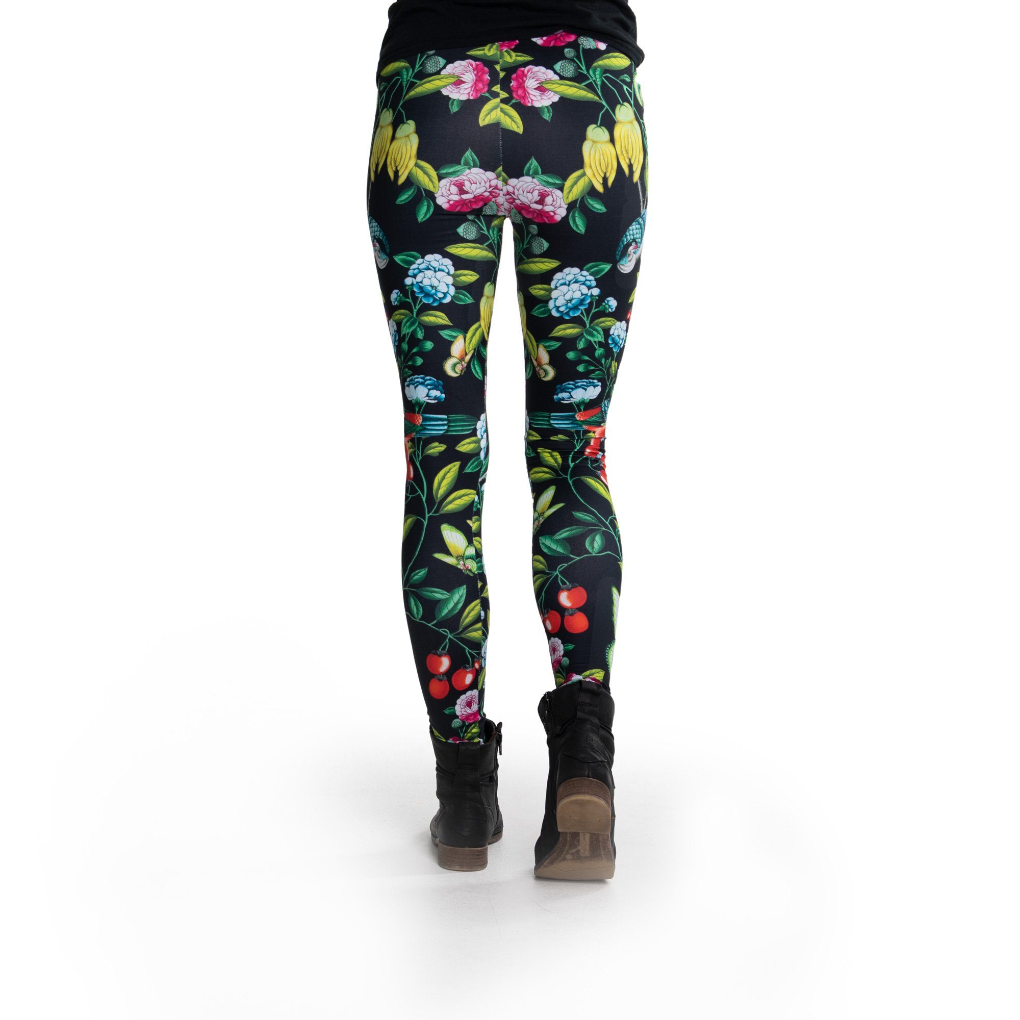cosey Leggings Blumen-Leggings (Einheitsgröße) - Design Kamelie (farbenfrohes Blumen-Design • figurbetonte Passform • schnelltrocknend, Einzelartikel) Design Kamelie