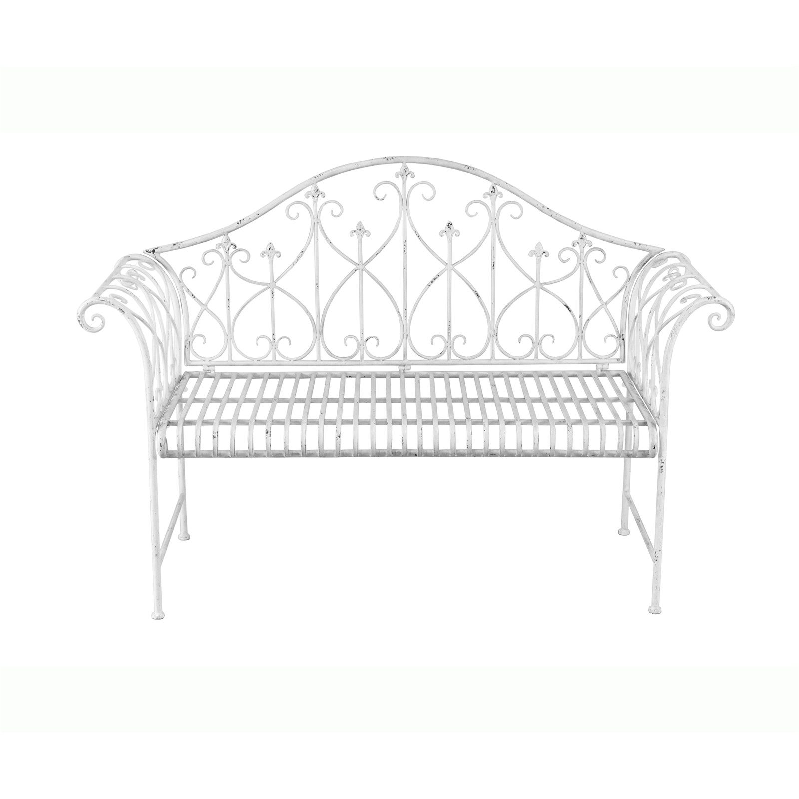 HTI-Living Gartenbank Gartenbank Geschwungen Verena Weiß (Stück, 1-St., 1 Gartenbank), Sitzbank Metall Nostalgisch