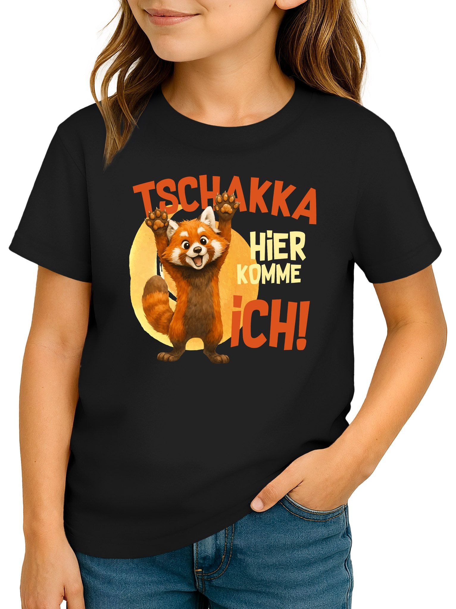 Print-Shirt Kinder T-Shirt Mädchen Roter Panda Aufdruck Spruch lustig Tschakka