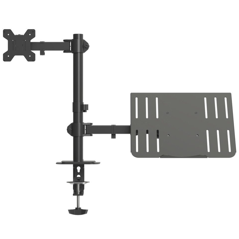 LMG Germany Monitor-Halterung Monitorhalterung mit Laptophalterung, 32 Zoll, max. 10 kg je Halterung, (bis 27 Zoll, Für Monitor & Laptop, VESA-kompatibel, 360° drehbar, höhenverstellbar)