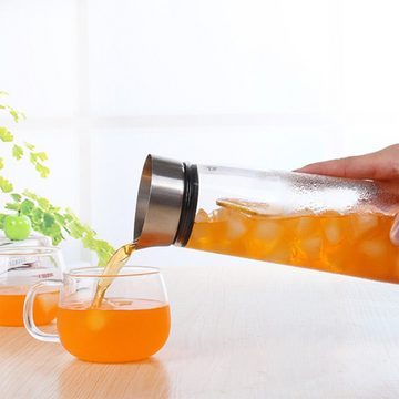 zggzerg Wasserkaraffe Glaskaraffe mit Deckel mit automatischem Verschluss Glaswasserkaraffe