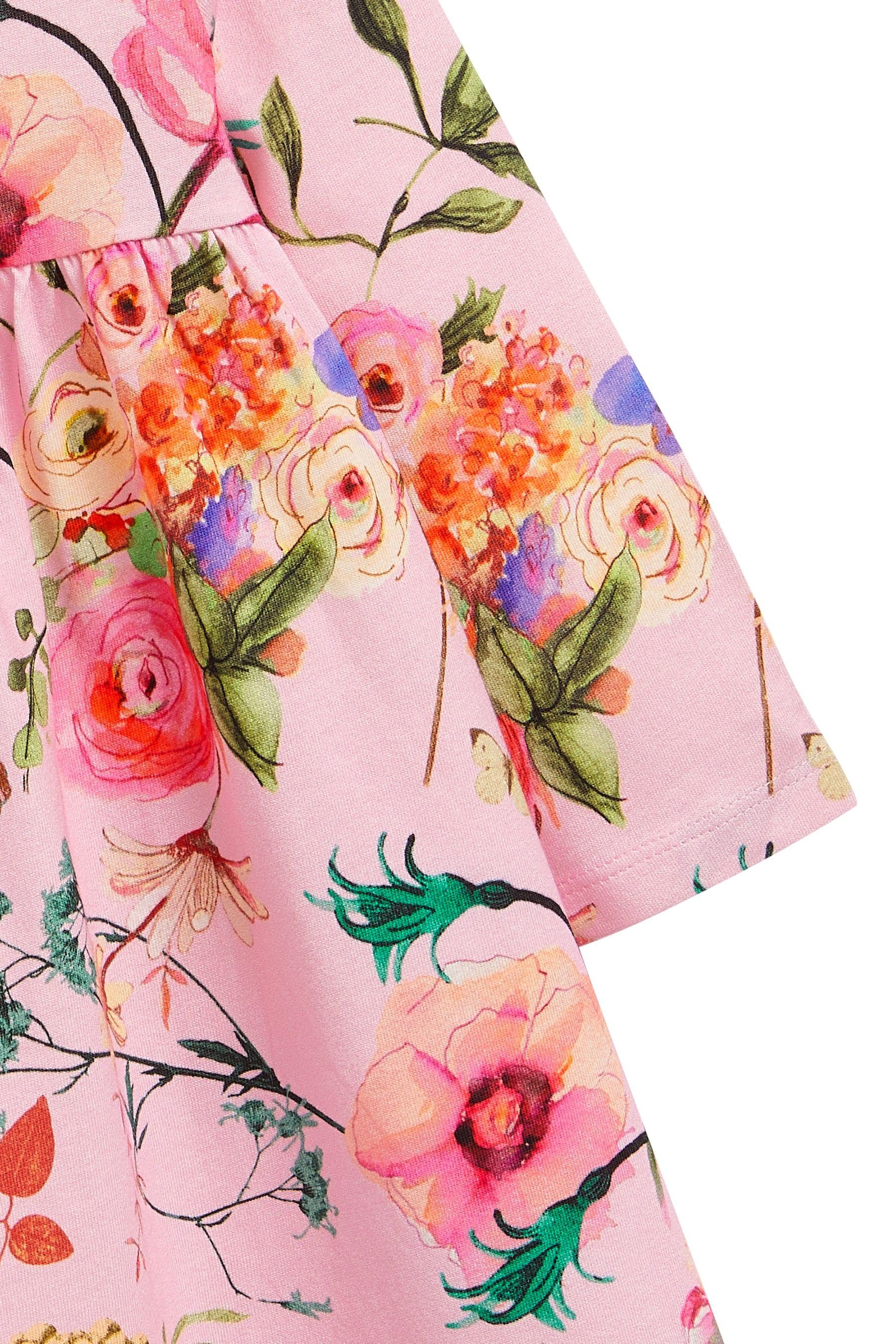 Next Jerseykleid Floral Langärmeliges Jerseykleid Pink (1-tlg)