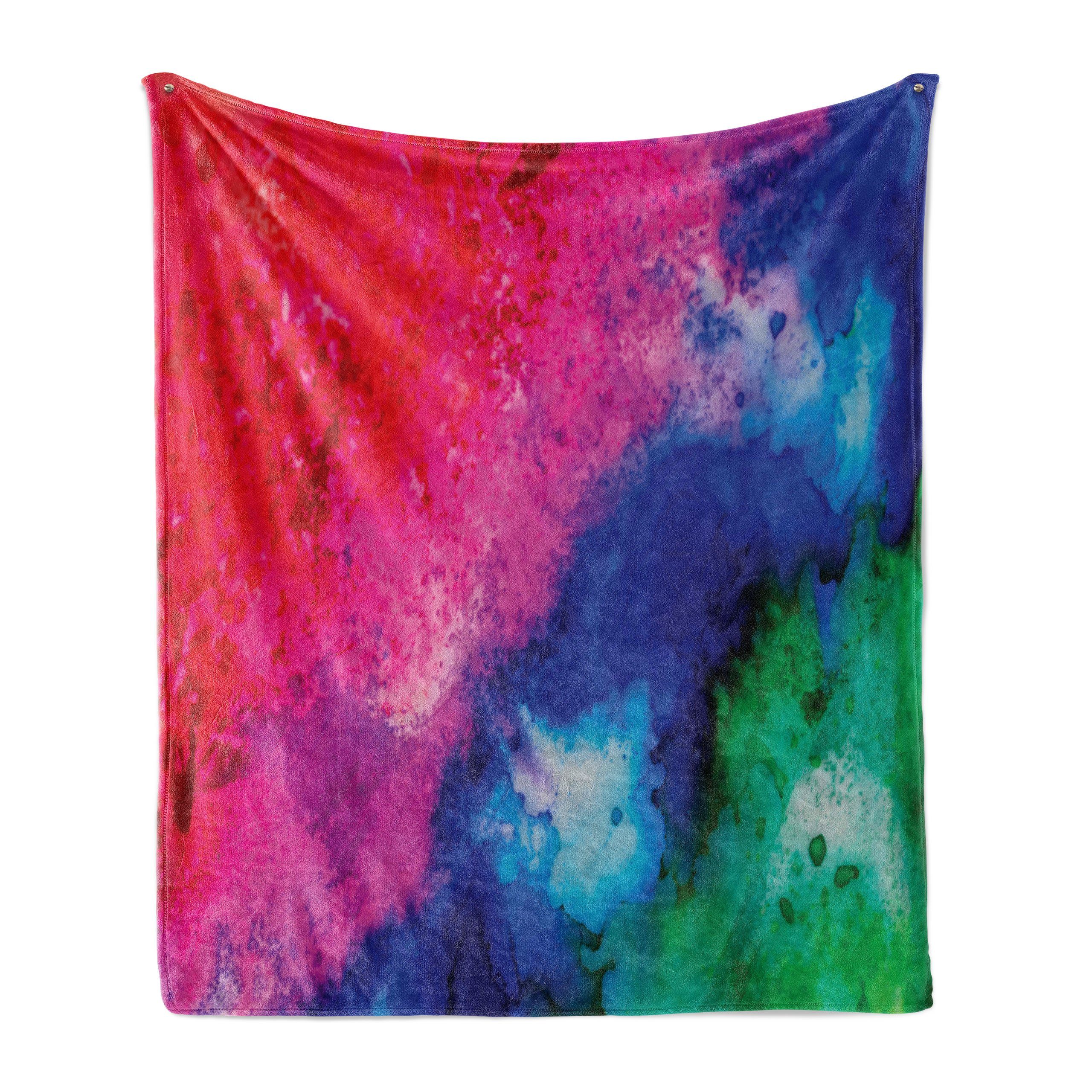 Wohndecke Gemütlicher Plüsch für den Innen- und Außenbereich, Abakuhaus, Tie Dye Aquarell Buntes Kunstwerk