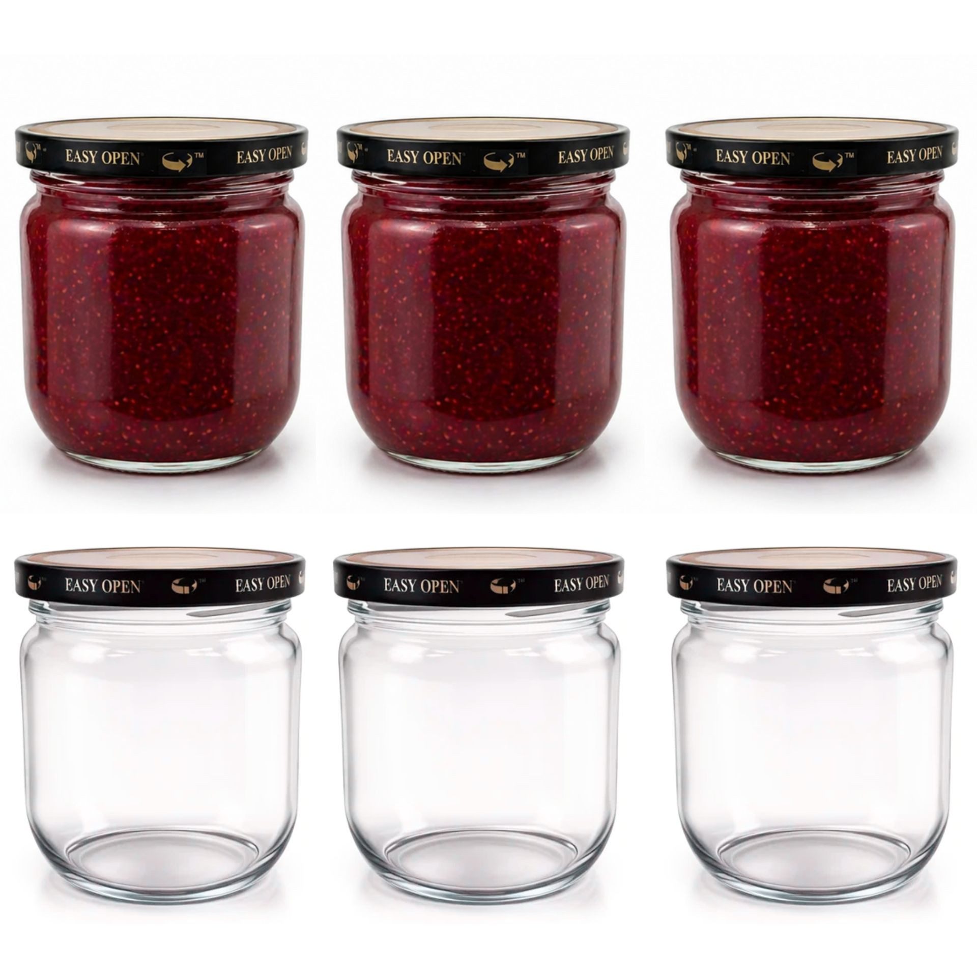 mikken Einmachglas 6x Marmeladenglas 425 ml mit Easy-Open Deckel Orbit™, (Spar-Set), einfaches Öffnen von vakuumierten Gläsern ohne Kraftaufwand