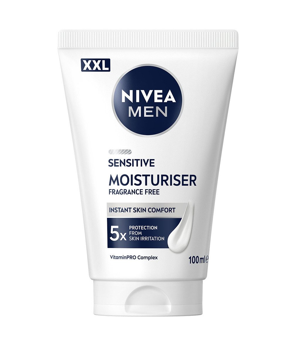 Nivea Men Gesichtspflege Sensitive Gesichtspflegecreme XXL 2 x 100ml Vitamin E Panthenol, 2-tlg., intensive 24-Stunden-Hydratation