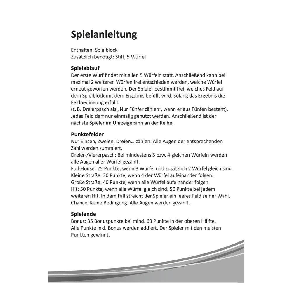 Idena Spiel Würfelhit, Würfelspiel, 3 Spielblöcke mit je 85 Blatt für 1530 Würfelspiele