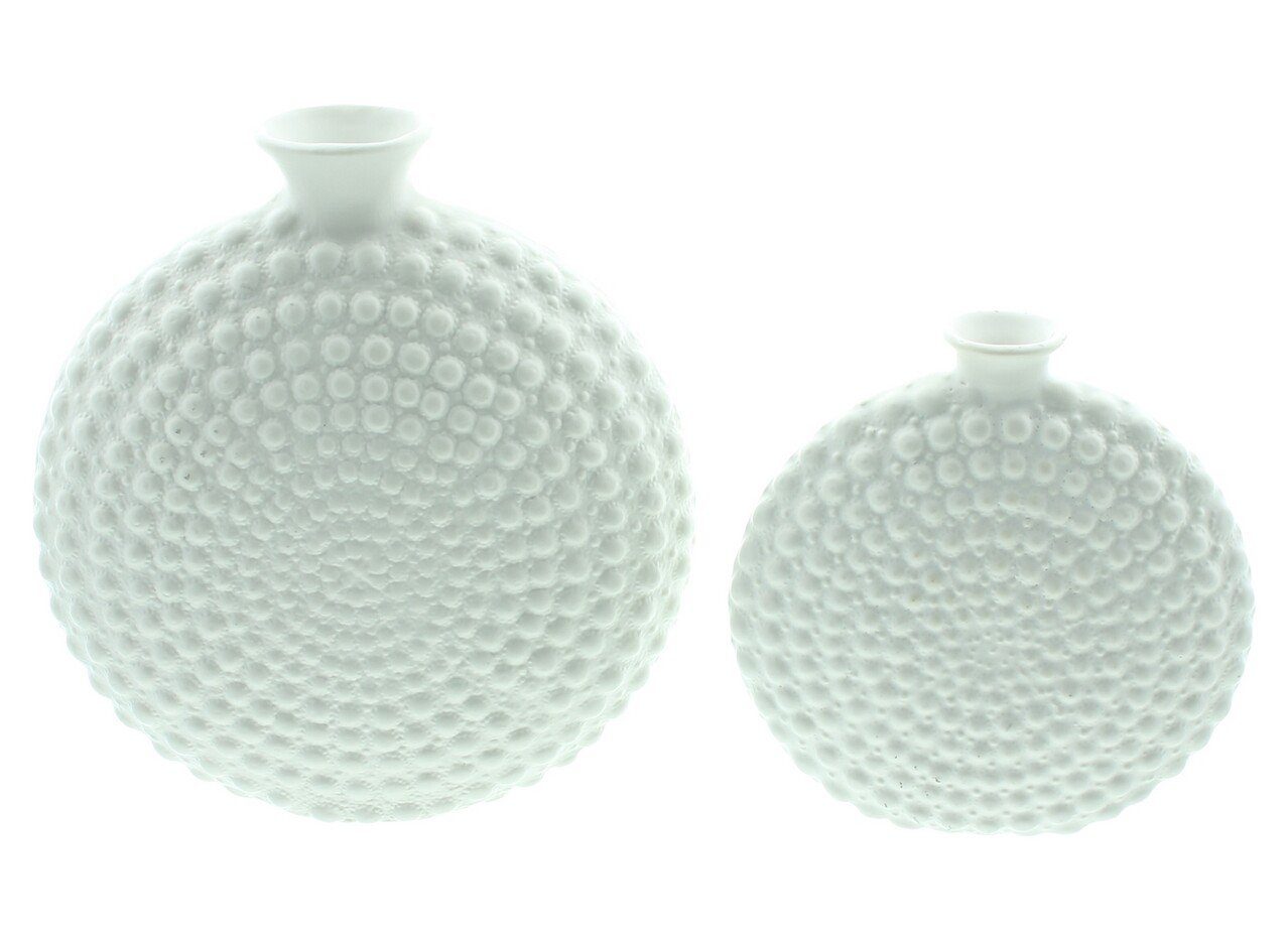 Home-trends24.de Dekovase Vase Porzellan Deko Tischdeko Blumenvase Weiß Pflanzen Bodenvase (2 St)