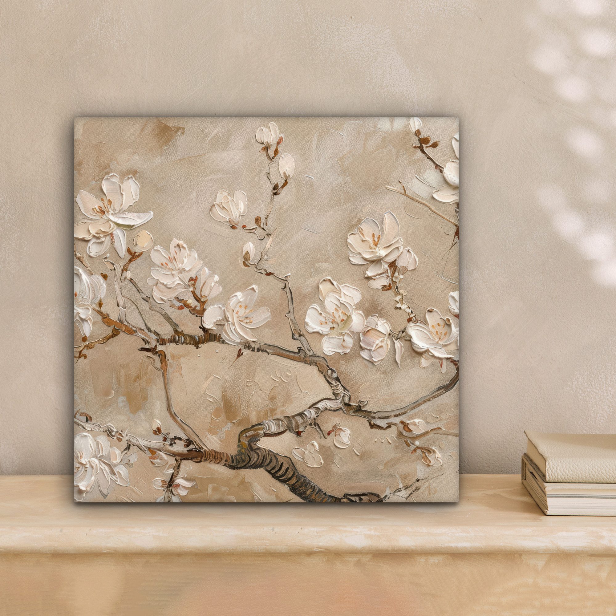 OneMillionCanvasses® Leinwandbild Blumen - Modern - Beige - Weiß - Blüte, F günstig online kaufen