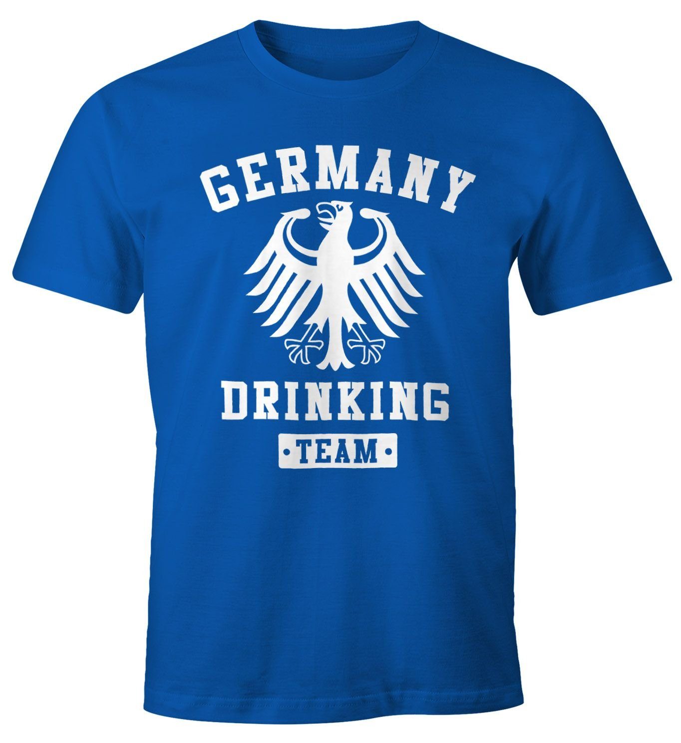 Bier Print-Shirt Herren Adler T-Shirt Drinking Team MoonWorks Fun-Shirt blau mit Moonworks® Print Deutschland Germany