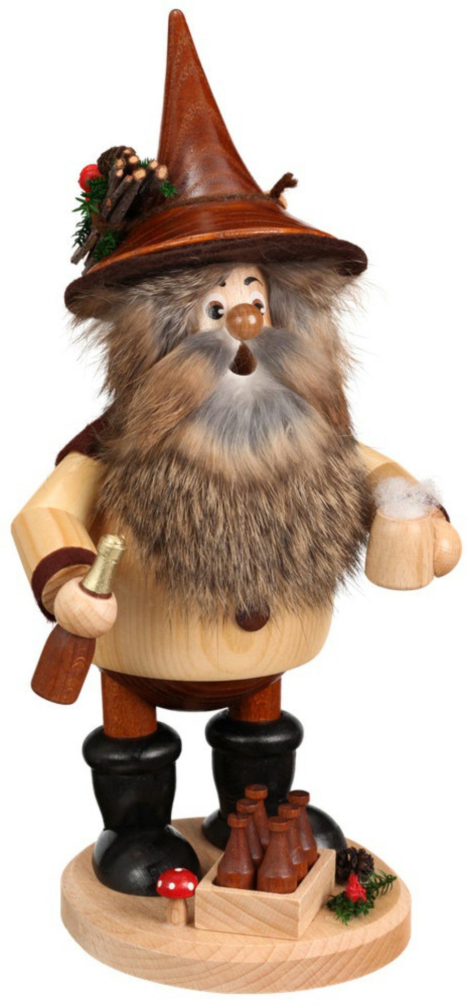 DWU - Drechselwerkstatt Uhlig Фигурка курильщик DWU Waldwichtel Bierfreund, (1 St), Handarbeit aus dem Erzgebirge