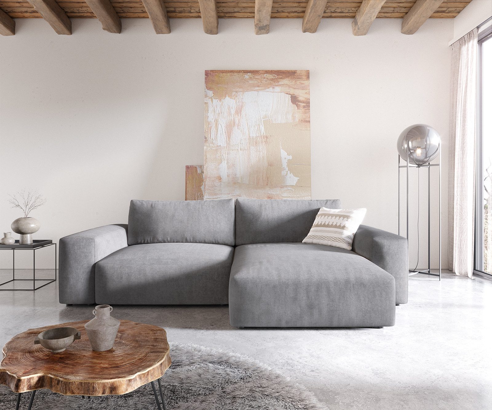 DELIFE Ecksofa Lanzo, XL Mikrofaser Grau günstig online kaufen