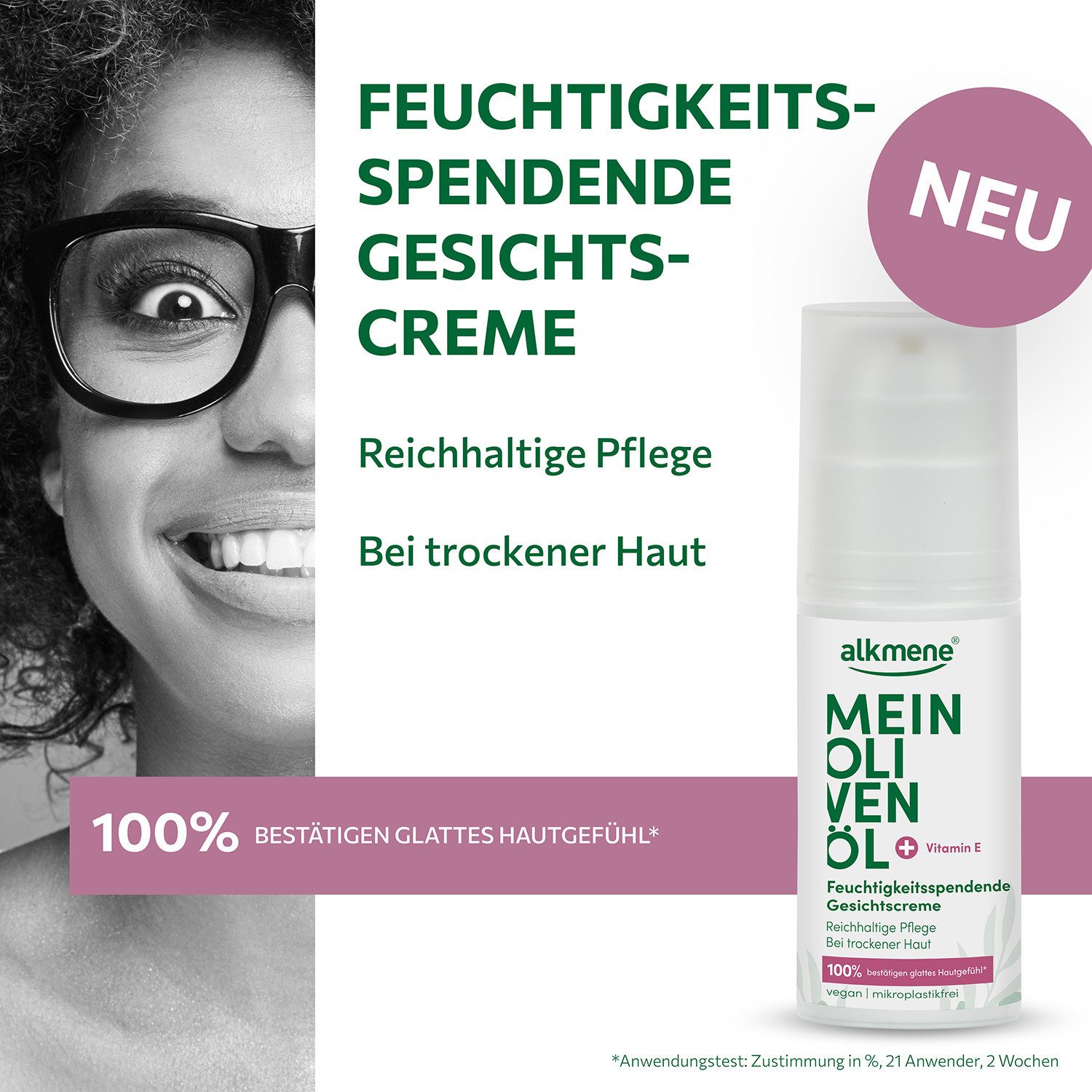 alkmene Tagescreme Gesichtscreme trockene Haut 50 ml, Feuchtigkeit spendend, Olivenöl, 1-tlg.