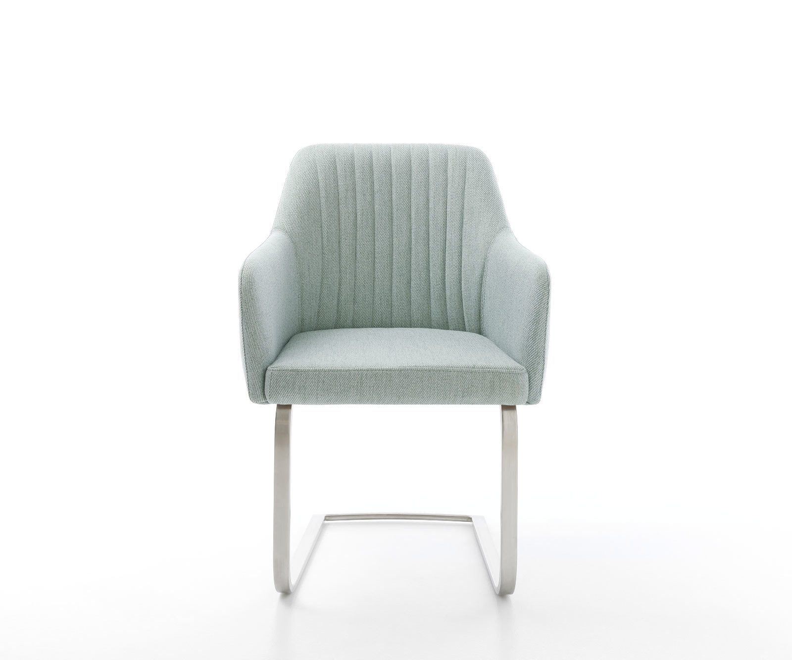 DELIFE Polsterstuhl Greg-Flex, Freischwinger flach Edelstahl Stripes Mint