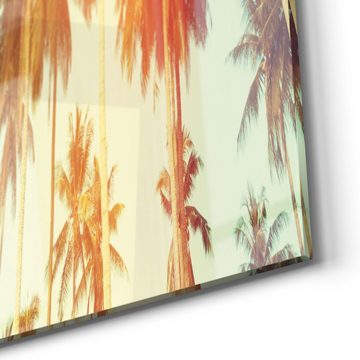 DEQORI Glasbild 'Palmen mit Farbfilter', 'Palmen mit Farbfilter', Glas Wandbild Bild schwebend modern