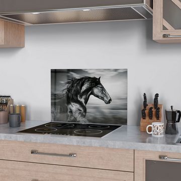 DEQORI Küchenrückwand 'Galoppierendes Pferd', Glas Spritzschutz Badrückwand Herdblende