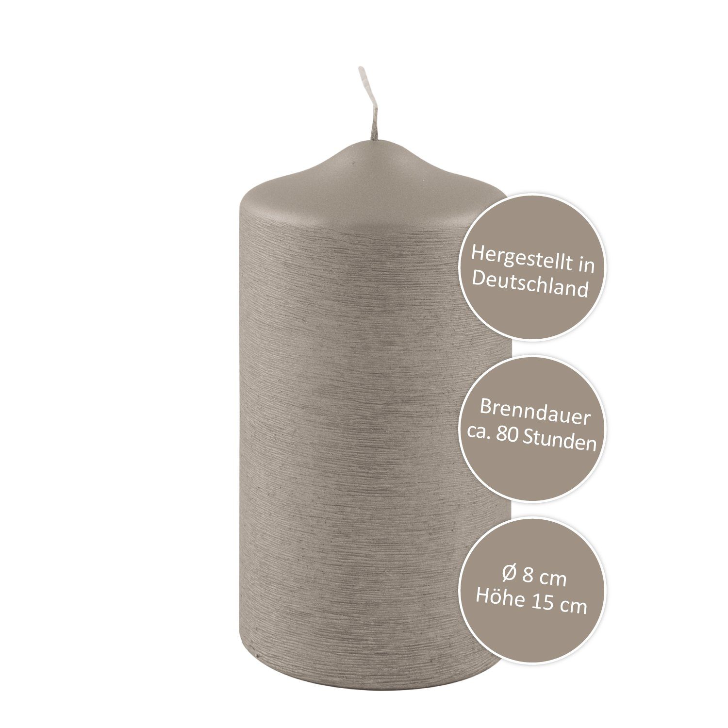 Fink Adventskerze FINK Stumpenkerze Candle - stein - H. 15cm x B. 8cm x D. 8cm (1 Stück)