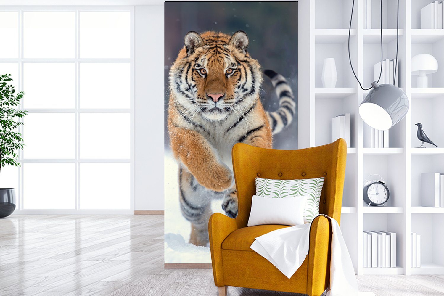 MuchoWow Fototapete Tiger - (2 - Fototapete Landschaft Wohnzimmer für Schlafzimmer St), Tiere, Matt, Vliestapete bedruckt, - Schnee Küche