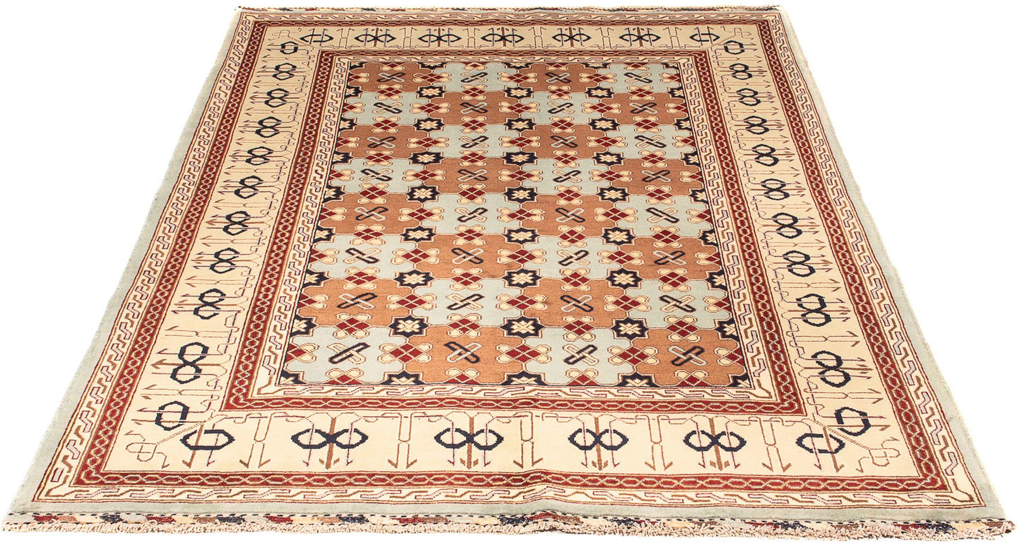 Orientteppich Afghan - 205 x 151 cm - beige, morgenland, rechteckig, Höhe: 7 mm, Wohnzimmer, Handgeknüpft, Einzelstück mit Zertifikat