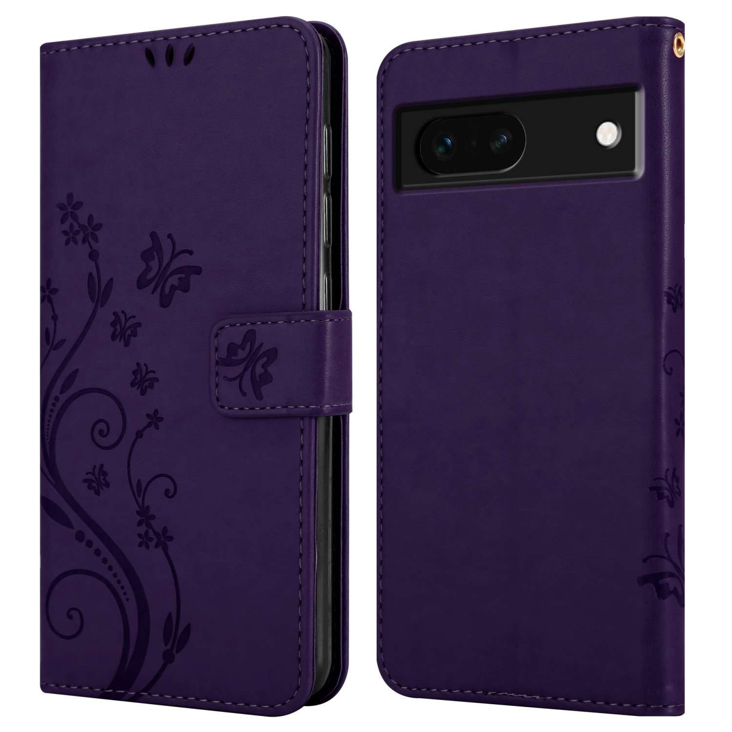 Cadorabo Handyhülle für Google PIXEL 7 Hülle Google PIXEL 7, Hülle Schutzhülle Blumen Flower mit Standfunktion Kartenfach Magnet