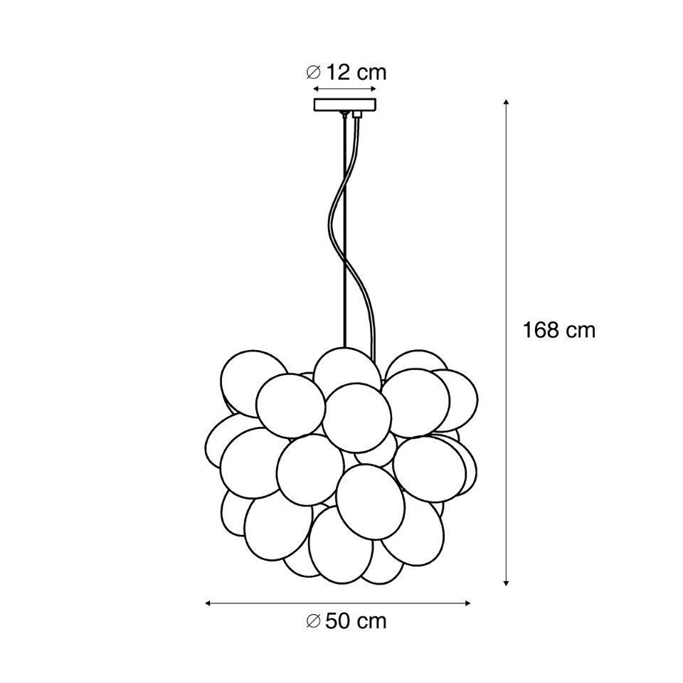 Qazqa Pendelleuchte Uvas, ohne Leuchtmittel, Warmweiß, QAZQA Hängeleuchte, g9, Bunt, Stahl, Art Deco