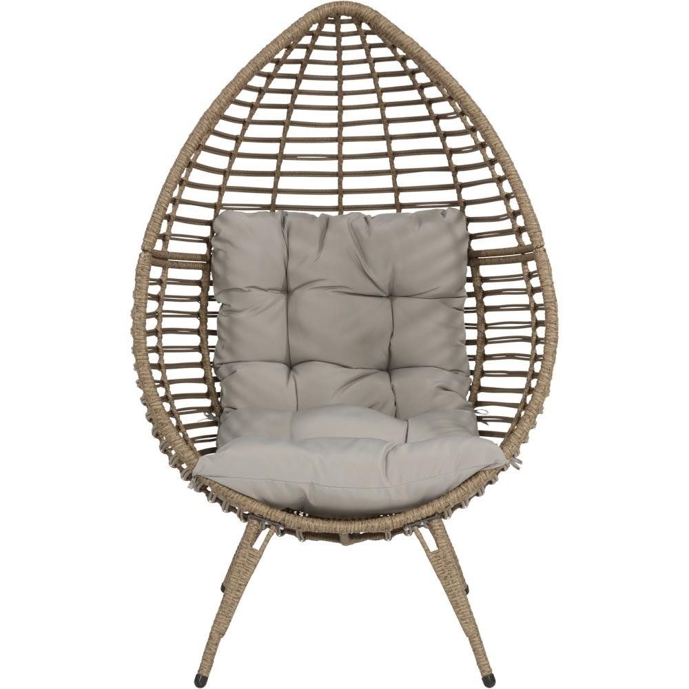 Natur24 Gartenstuhl Chill Straw Relax Stuhl Polyratten Stahl Braun Grau 99 x 91 x 156 cm