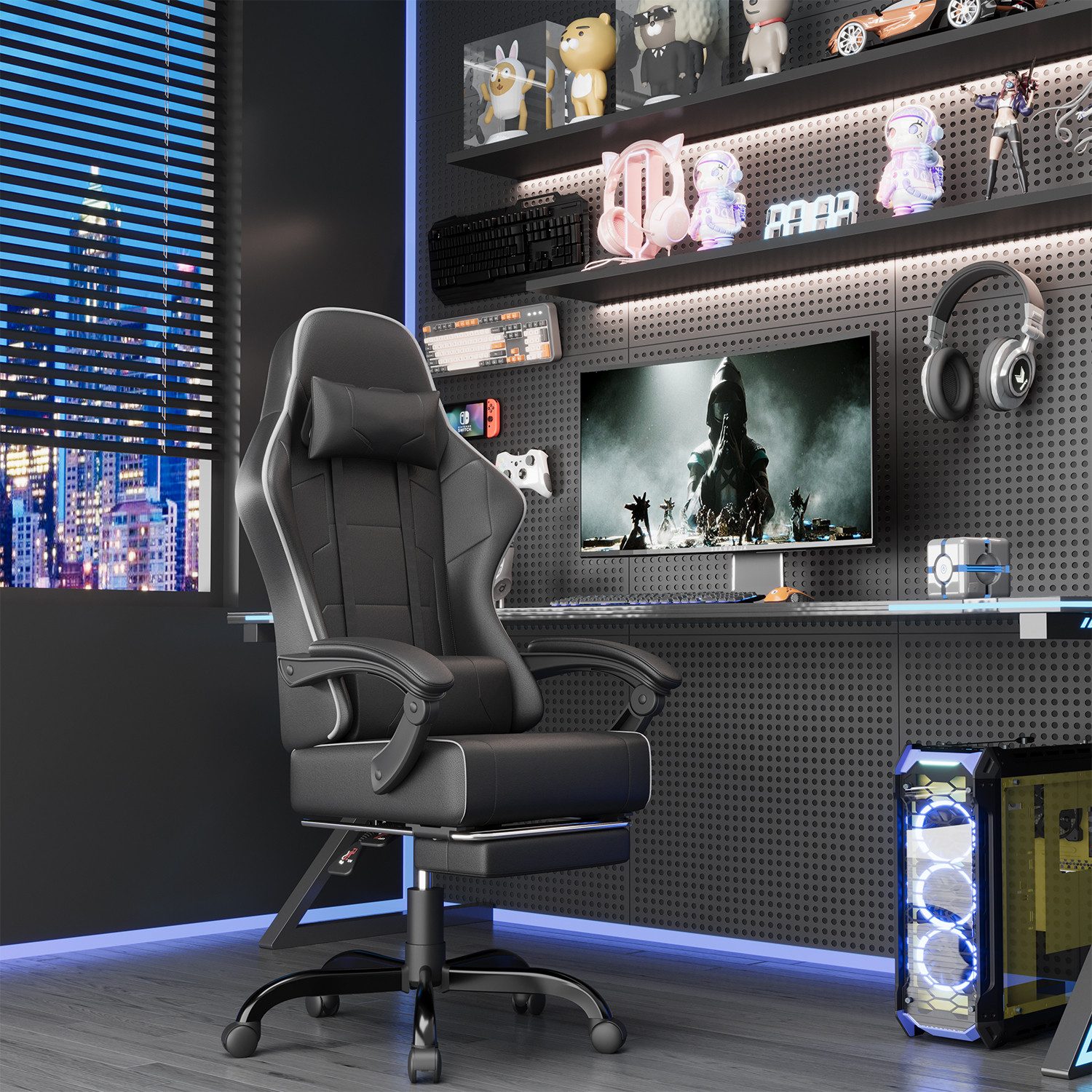 HOMALL Gaming-Stuhl Bürostuhl mit Massagefunktion, Fußstütze, günstig online kaufen