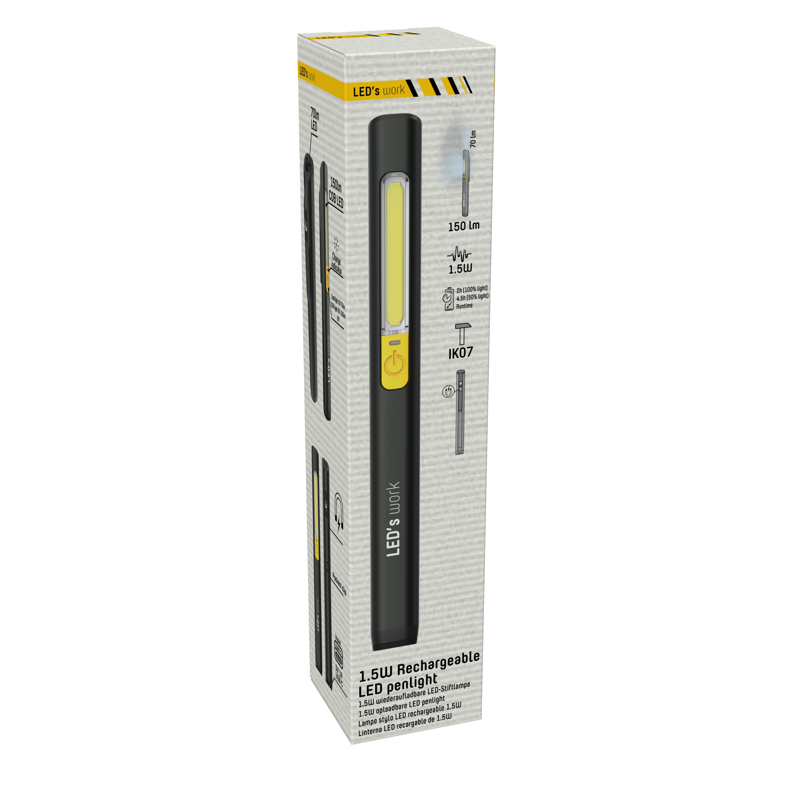 LED 0710319 work Pen light LED, Arbeitsleuchte kaltweiß LED-Stiftleuchte, LED's Akku 1,5W