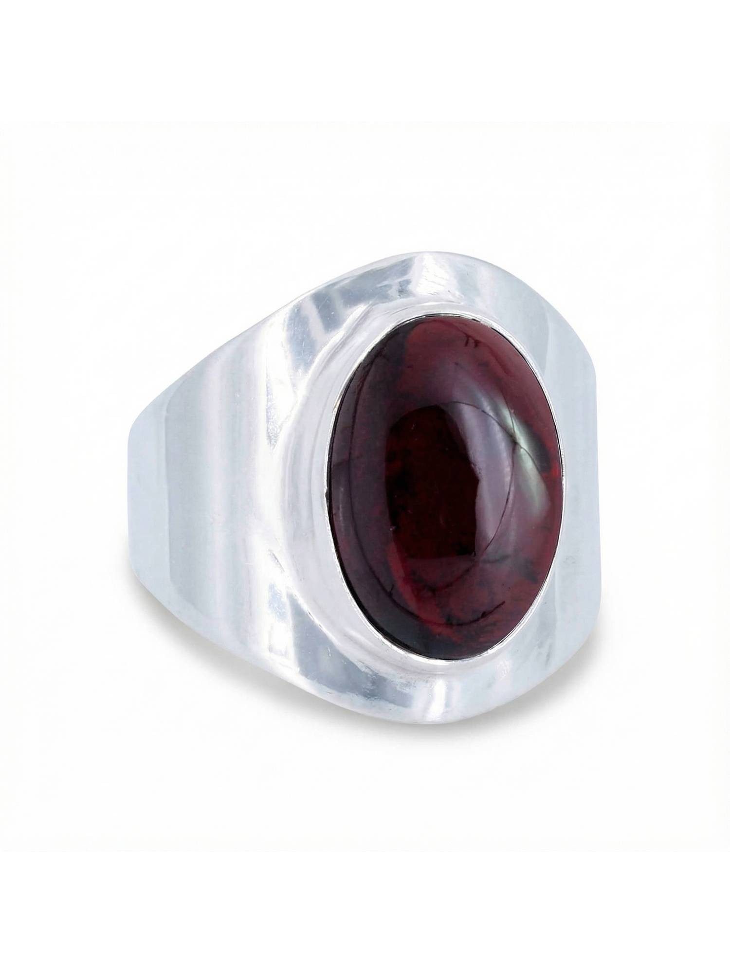 mantraroma Silberring RAHMAT aus 925 Silber mit Granat (Ring mit Schmuckbeutel), Damenring aus 925er Silber