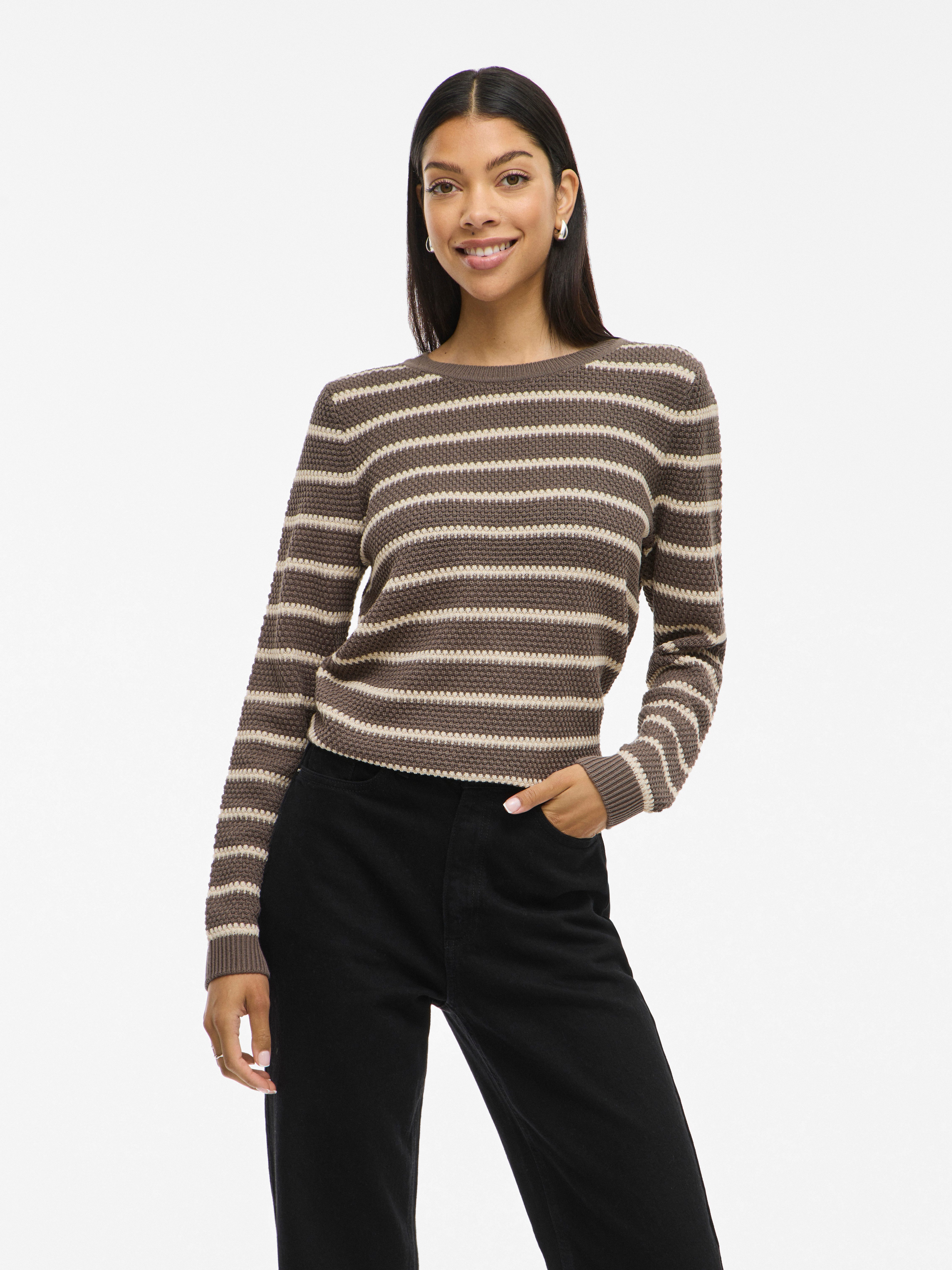 Vila Rundhalspullover VIDALO O-NECK L/S STRIPE KNIT TOP- NOOS günstig online kaufen