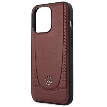 Mercedes Handyhülle Case iPhone 14 Pro Max Echtleder weinrot 6,7 Zoll, Kantenschutz