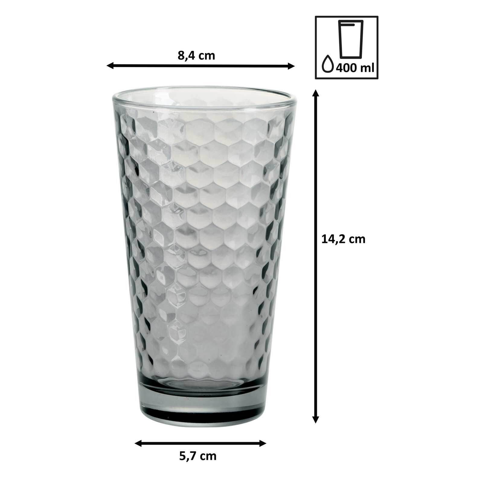 Ritzenhoff & Breker Longdrinkglas Favo Longdrinkgläser 400 ml 6er Set, 6-tlg., Glas