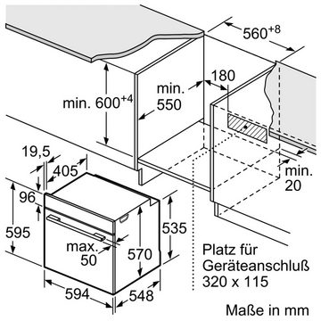 BOSCH Pyrolyse Backofen Serie 6 HBA578BS0, mit Teleskopauszug nachrüstbar, Pyrolyse-Selbstreinigung